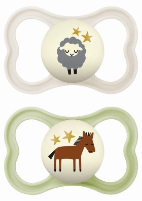 MAM Πιπίλα Supreme Night Σιλικόνης 6-16 Μηνών Μπεζ-Πράσινη