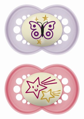 MAM Πιπίλα Original Night Σιλικόνης 6-16 Μηνών Ροζ-Μωβ