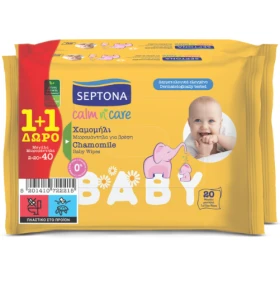 Septona Calm & Care Μωρομάντηλα Χαμομήλι 20τμχ 1+1 Δώρο