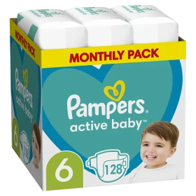 Pampers Active Baby No6 13-18kg Monthly Pack 128τμχ