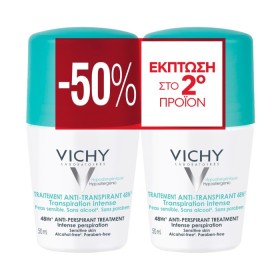 Vichy Deodorant 48h Intensive Anti-perspirant Roll-On Duo Promo με -50% στο 2ο προϊόν 2x50ml