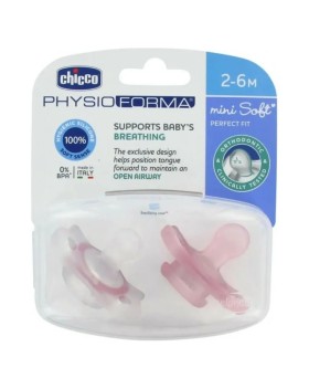 Chicco Physio Forma Mini Soft Πιπίλα Σιλικόνης 2-6 Ροζ-Λευκό
