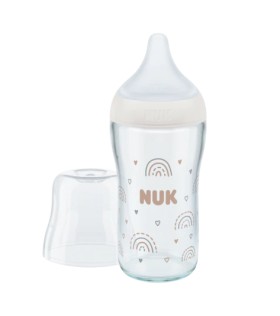 NUK Perfect Match Μπιμπερό Γυάλινο 0+ 120ml Ουράνιο Τόξο