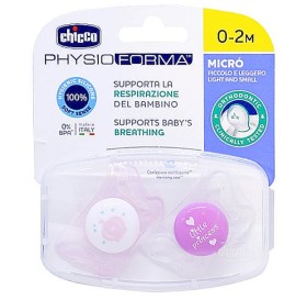 Chicco Physio Forma Micro Πιπίλα Σιλικόνης 0-2m Ροζ-Λευκό