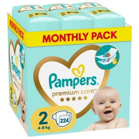 Pampers Premium Care No2 4-8kg Monthly Pack 224τμχ