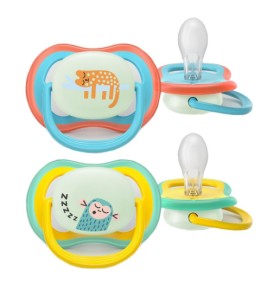 Philips Avent Πιπίλα Σιλικόνης Ultra Air Nighttime 18+ Γαλάζιο-Κίτρινο