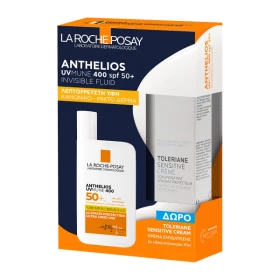 La Roche Posay Anthelios UVMUNE 400 lnvisible Fluid SPF50+ Αντηλιακό Προσώπου για Κανονικό - Μικτό Δέρμα & Δώρο Ενυδατική Κρέμα Toleriane Sensitive