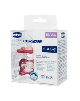 Chicco Physio Forma Dual Soft Πιπίλα Σιλικόνης 16-36m Ροζ-Κόκκινο