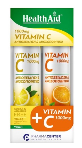 Health Aid Vitamin C 1000mg Λεμόνι + Δώρο Vitamin C 1000mg Πορτοκάλι 20 Αναβράζουσες Ταμπλέτες