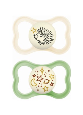 MAM Πιπίλα Supreme Night Σιλικόνης 6-16 Μηνών Μπεζ-Πράσινη
