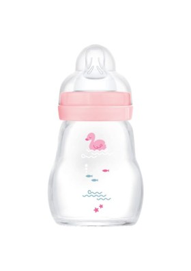 MAM Μπιμπερό Γυάλινο Feel Good Θηλή Σιλικ 0+ 170ml Ροζ