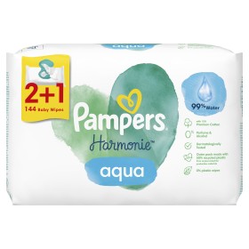 Pampers Harmonie Aqua Baby Μωρομάντηλα 3x48 144τμχ (2+1 Δώρο)