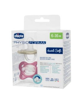 Chicco Physio Forma Dual Soft Πιπίλα Σιλικόνης 6-16m Μπεζ-Ροζ