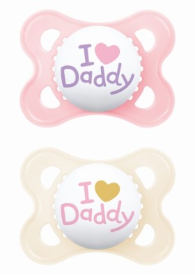 MAM Πιπίλα Original I Love Daddy Σιλικόνης 2-6 Μηνών Ροζ-Μπεζ