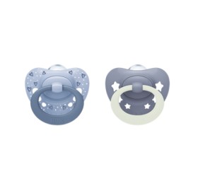 NUK First Choice Classic Πιπίλα Σιλικόνης Day&Night Μπλε 18-36m 2τμχ