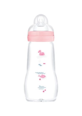 MAM Μπιμπερό Γυάλινο Feel Good Θηλή Σιλικόνης 2+ 260ml Ροζ