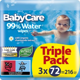 Babycare Μωρομάντηλα 99% Water 3x72τμχ Giga Pack