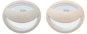 Nuk Mommyfeel Πιπίλα Σιλικόνης με Θήκη 0-9m Γκρί-Μπεζ 2τμχ