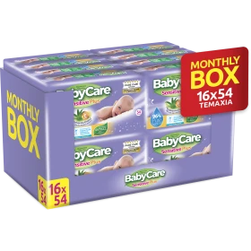 Babycare Μωρομάντηλα Sensitive Plus 16x54τμχ Monthly Box