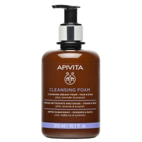 Apivita Cleansing Κρεμώδης Αφρός Καθαρισμού Πρόσωπο & Μάτια με Ελιά και Λεβάντα 300ml