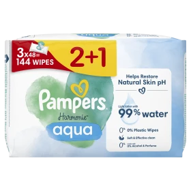 Pampers Harmonie Aqua Baby Μωρομάντηλα 3x48 144τμχ (2+1 Δώρο)