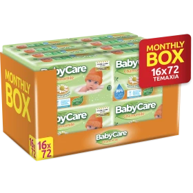 Babycare Μωρομάντηλα Χαμομήλι 16x72τμχ Monthly Box