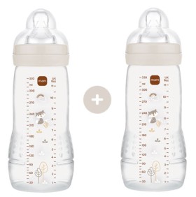 MAM Μπιμπερό Πλαστικό Easy Active Θηλή Σιλικόνης 4+ 2x330ml Μπεζ