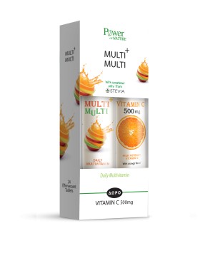 Power Health Multi+Multi με Στέβια 20tabs + Δώρο Vitamin C 500mg 20tabs Αναβράζον
