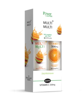 Power Health Multi+Multi με Στέβια 20tabs + Δώρο Vitamin C 500mg 20tabs Αναβράζον