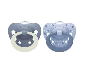 NUK First Choice Classic Πιπίλα Σιλικόνης Day&Night 6-18m Μπλε 2τμχ