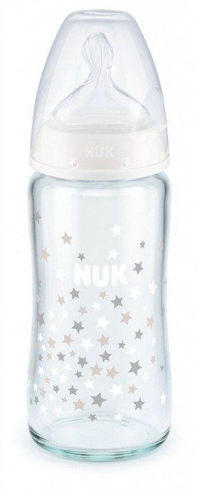 NUK First Choice Μπιμπερό Γυάλινο Λευκό 240ml  0-6m