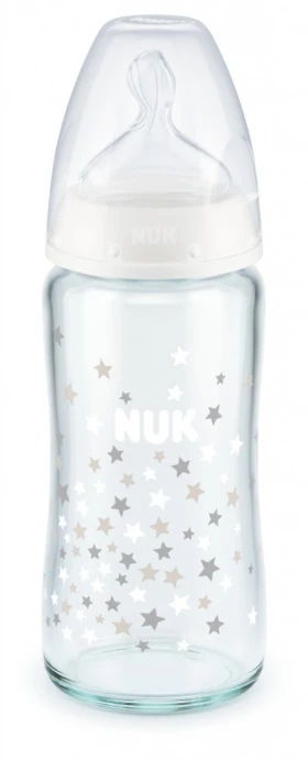 NUK First Choice Μπιμπερό Γυάλινο Λευκό 240ml  0-6m
