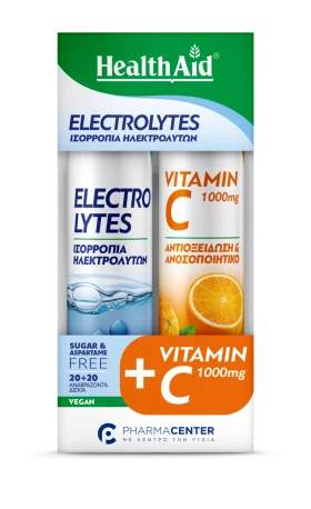 Health Aid Electrolytes 20 Αναβράζουσες Ταμπλέτες +Δώρο Vitamin C 1000mg