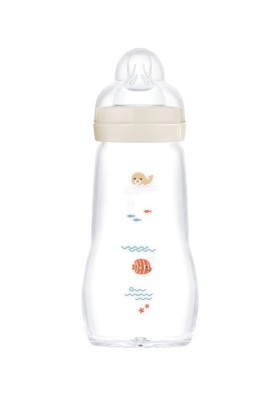 MAM Μπιμπερό Γυάλινο Feel Good Θηλή Σιλικόνης 2+ 260ml Μπεζ