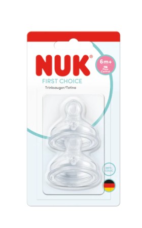 Nuk First Choice Plus Θηλή Σιλικόνης 6m+ Flow Control 2τμχ