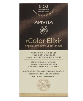 Apivita My Color Elixir Μόνιμη Βαφή Μαλλιών 5.03 Καστανό Ανοιχτό Φυσικό Μελί