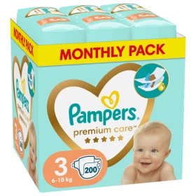 Pampers Premium Care No3 6-10kg Monthly Pack 200τμχ