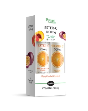 Power Health Vitamin Ester-C 1000mg με Στέβια 20tabs Αναβράζοντα & Δώρο Vitamin C 500mg