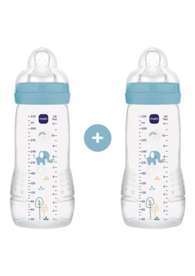 MAM Μπιμπερό Πλαστικό Easy Active Θηλή Σιλικόνης 4+ 2x330ml Μπλέ