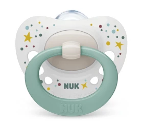 NUK Πιπίλα Σιλικόνης Signature Λευκή-Πράσινη 0-6m