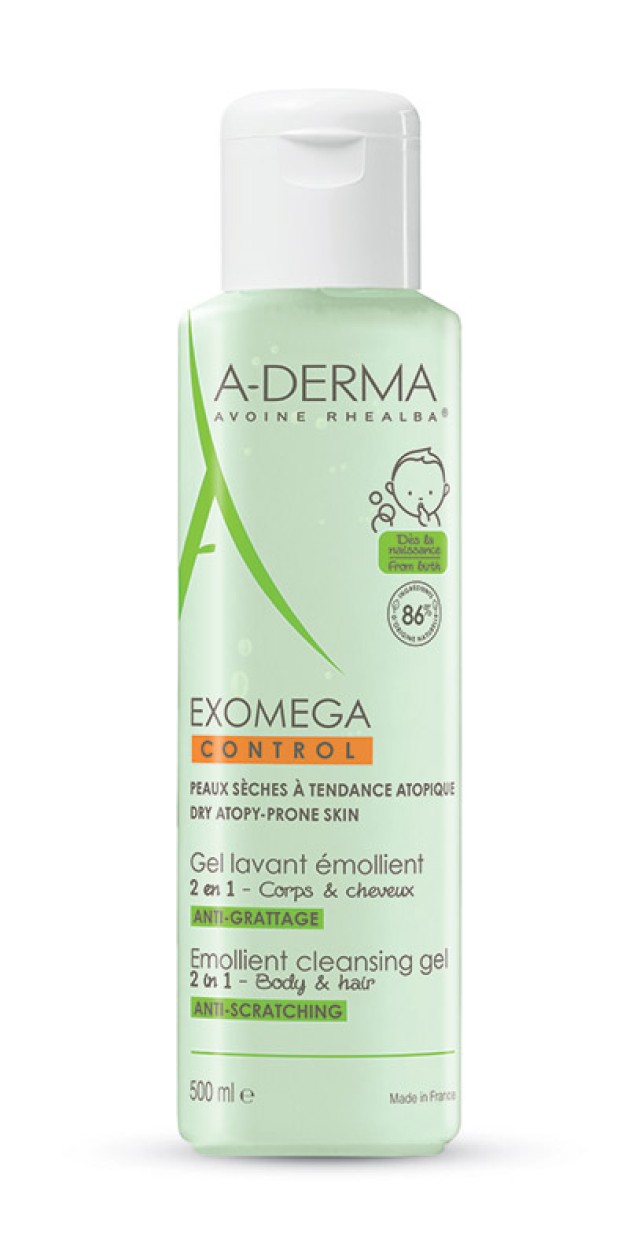 A-Derma Exomega Control Gel Καθαρισμού για Σώμα & Μαλλιά Ατοπικό Δέρμα 500ml