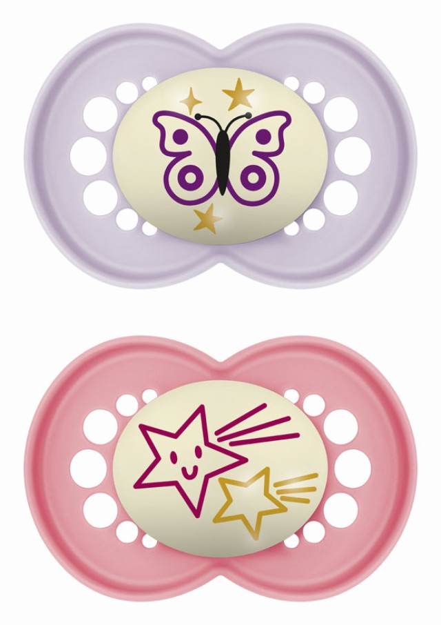 MAM Πιπίλα Original Night Σιλικόνης 6-16 Μηνών Ροζ-Μωβ