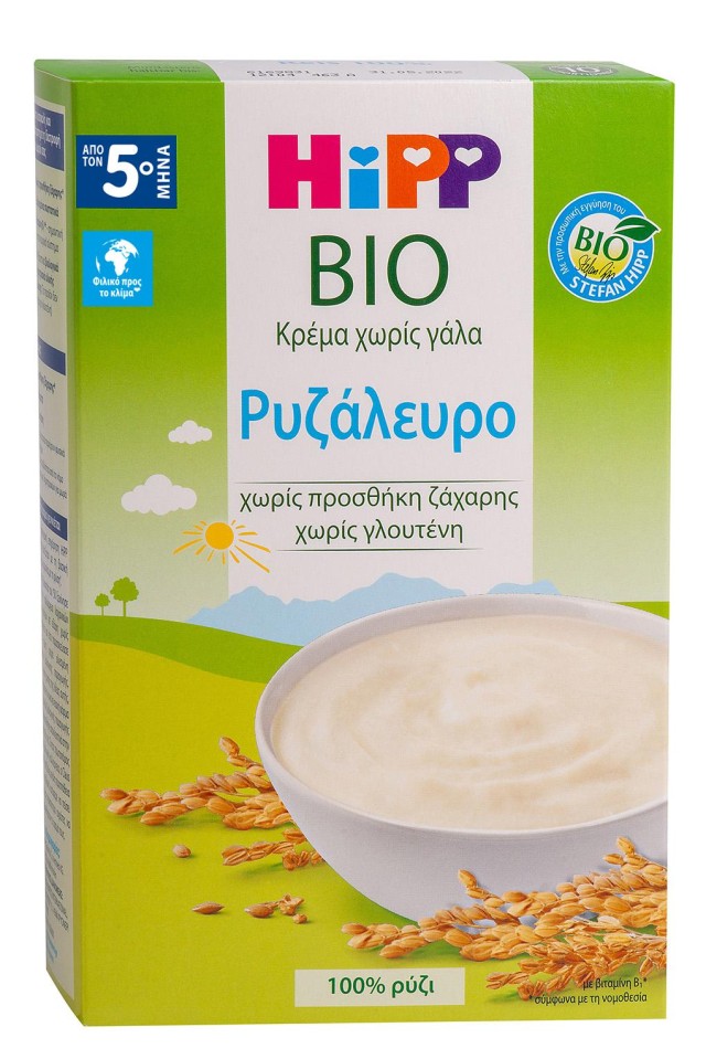Hipp Βρεφική Κρέμα Ρυζάλευρο Χωρίς Γάλα από τον 5ο μήνα 200gr