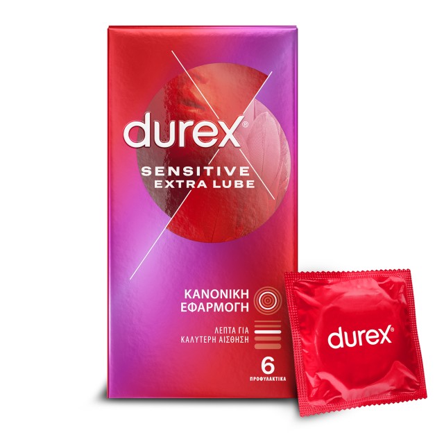 Durex Προφυλακτικά Πολύ Λεπτά Sensitive με Έξτρα Λιπαντικό 6τμχ