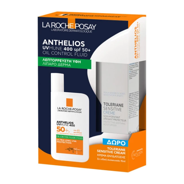 La Roche Posay Anthelios UVMUNE 400 Oil Control Fluid SPF50+ Αντηλιακό Προσώπου για Λιπαρό Δέρμα & Δώρο Ενυδατική κρέμα Toleriane Sensitive