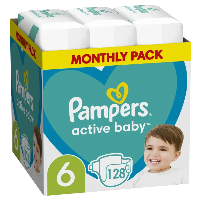 Pampers Active Baby No6 13-18kg Monthly Pack 128τμχ
