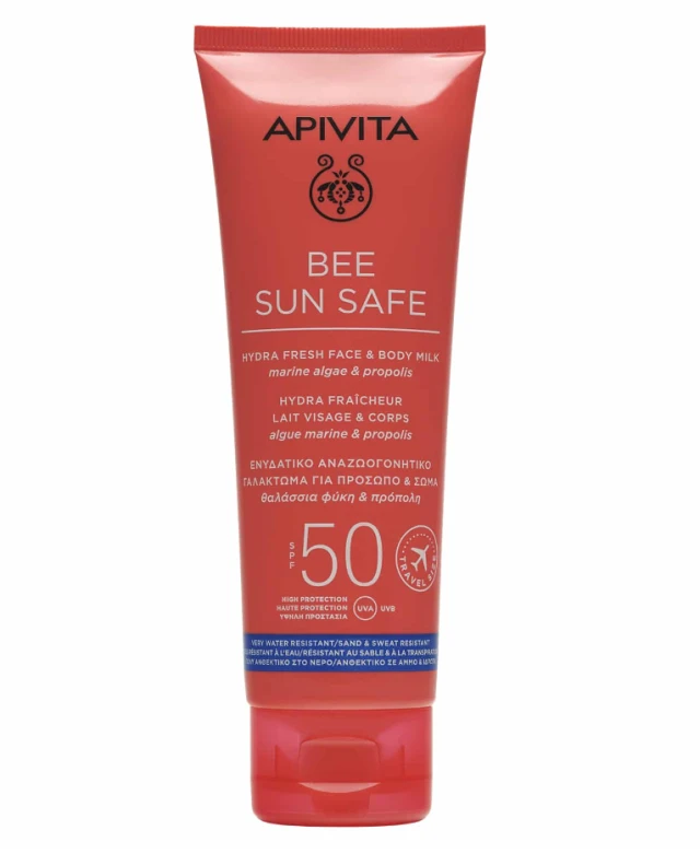 Apivita Bee Sun Safe Travel Size Ενυδατικό Αναζωογονητικό Γαλάκτωμα για Πρόσωπο & Σώμα SPF50 100ml