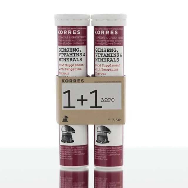 Korres Ginseng & Vitamins & Minerals Συμπλήρωμα για Τόνωση 1+1 Δώρο