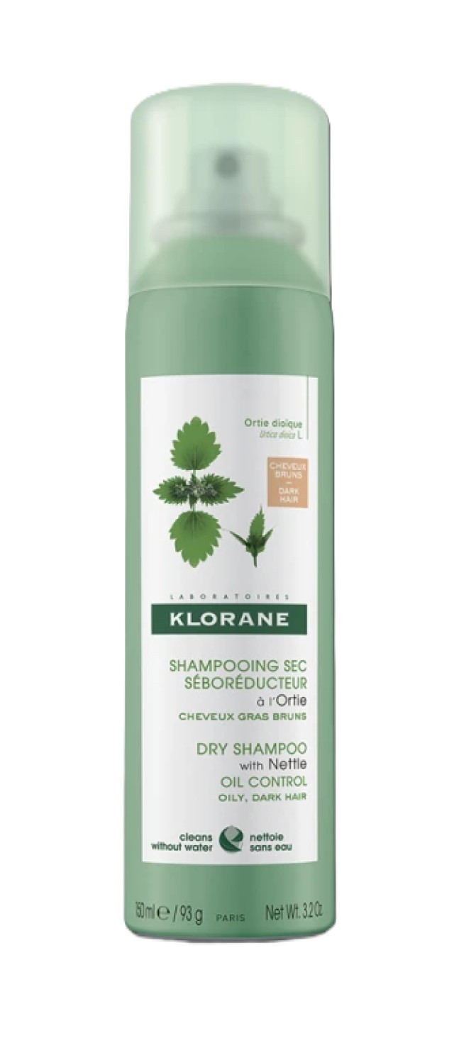 Klorane Dry Shampoo με Τσουκνίδα για Λιπαρά Καστανά/Σκούρα Μαλλιά 150ml