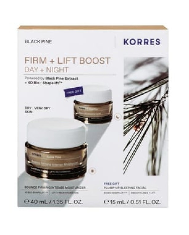 Korres Black Pine Day Cream Dry Very Dry Skin 50ml +Night Cream 15ml Promo Pack